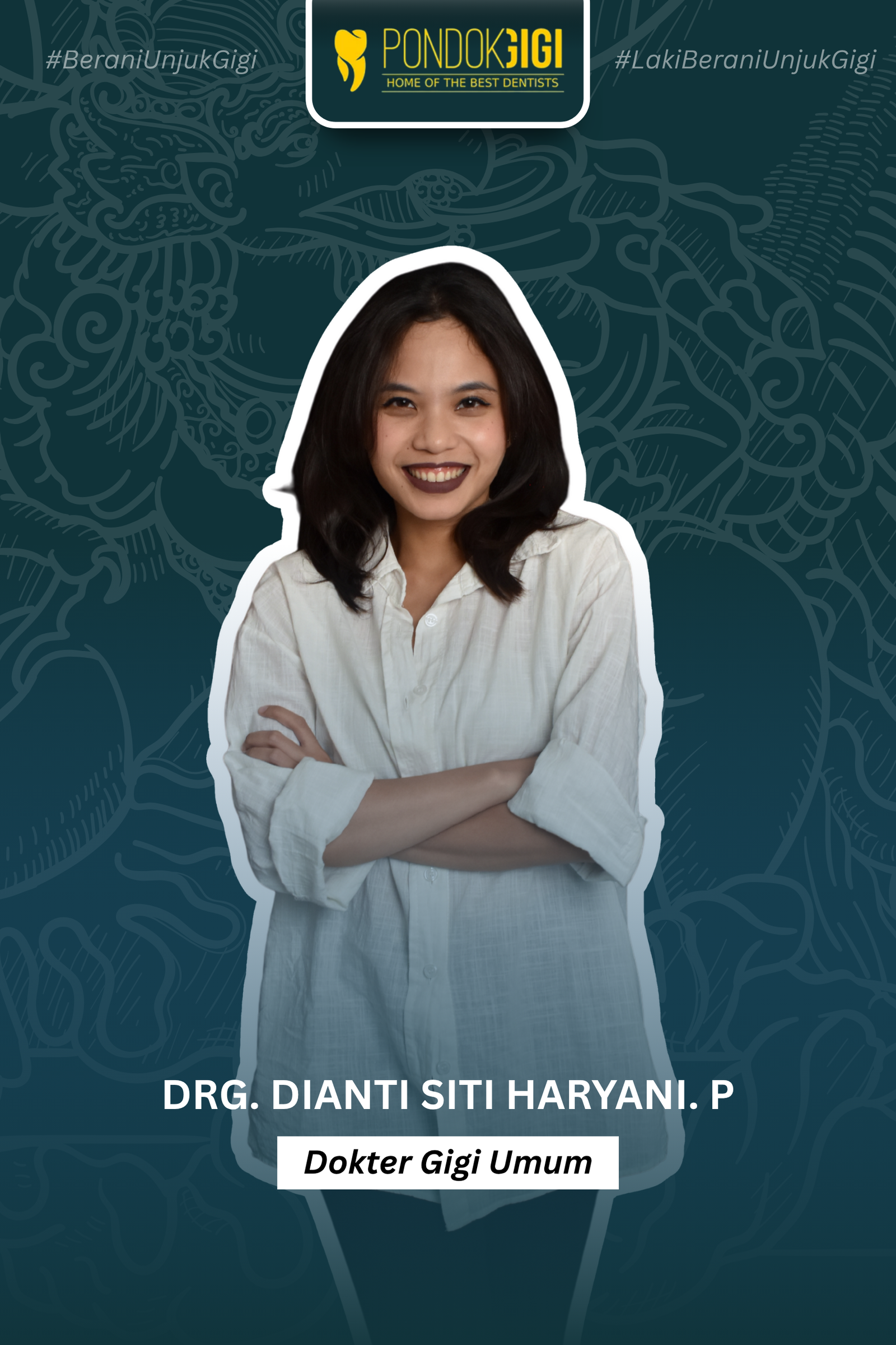 Dokter gigi Pondok Gigi sedang memeriksa pasien dengan ramah di ruang praktik modern dan nyaman.