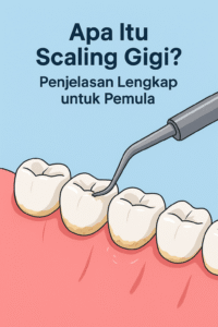 Proses scaling gigi menggunakan alat scaler untuk membersihkan karang gigi di permukaan gigi dan garis gusi