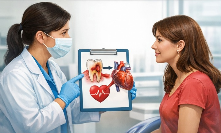 Dokter gigi memberikan edukasi kepada pasien mengenai pentingnya menjaga kesehatan gigi untuk mencegah infeksi dan komplikasi pada jantung