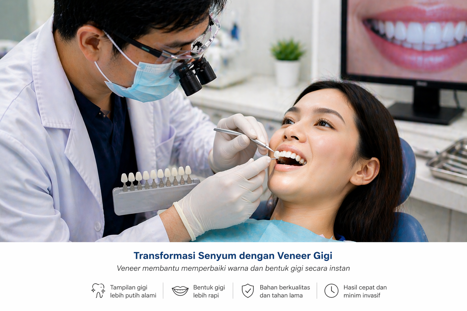 Proses pemasangan veneer gigi untuk memperbaiki tampilan senyum